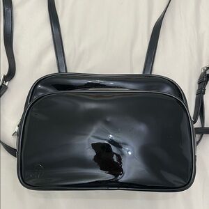 Nieeh Black Turtle Backpack Patent Leather